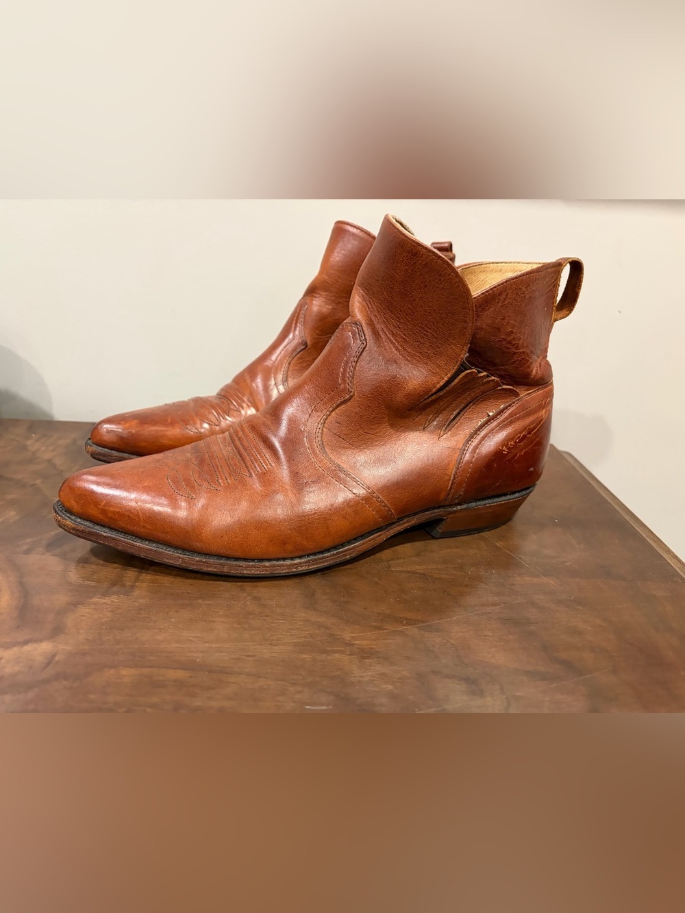 Vintage Boulet Canada Brown Leather Western Ankle Cowboy Boots Men’s 10.5 Wide